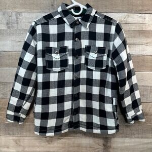 Tommy Bahama Kids Buffalo Plaid Sherpa Lined Shirt Jacket Size XL 14 Black White